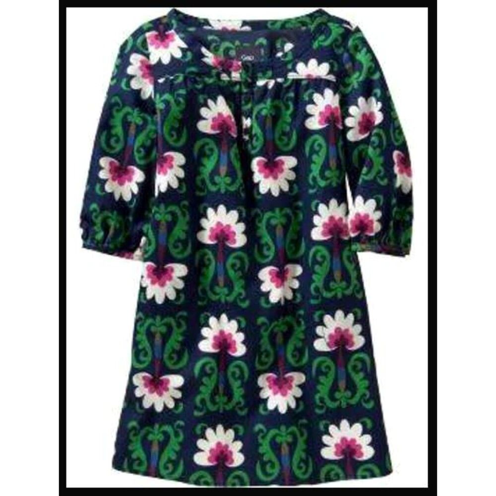 NEW Gap kids Girls Dress 4 5 XS navy blue green white purple lotus flower tunic